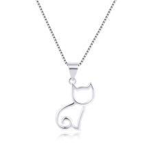 2020 pas cher jolies filles chat produit animal pendentif collier 925 collier en argent chaîne plaqué laiton bijoux